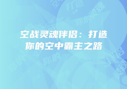 空战灵魂伴侣：打造你的空中霸主之路