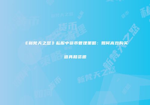 《新梵天之怒》私服中货币管理策略：如何高效购买道具和资源