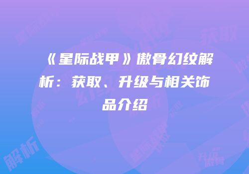 《星际战甲》傲骨幻纹解析：获取、升级与相关饰品介绍