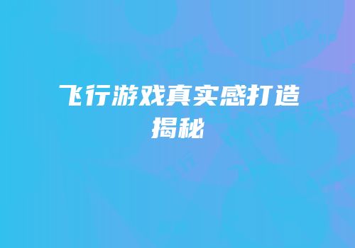 飞行游戏真实感打造揭秘