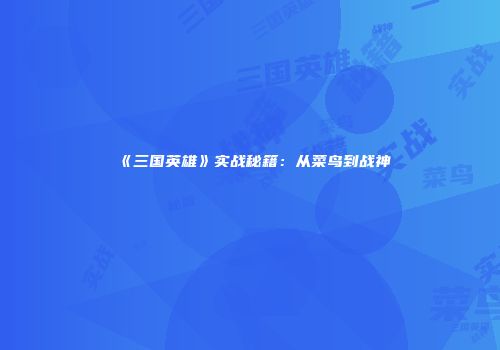 《三国英雄》实战秘籍：从菜鸟到战神