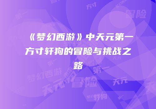 《梦幻西游》中天元第一方寸轩狗的冒险与挑战之路