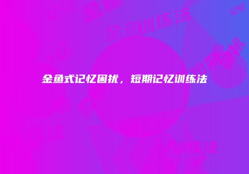 金鱼式记忆困扰，短期记忆训练法