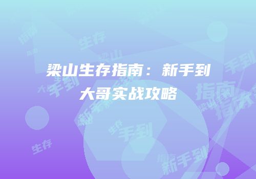 梁山生存指南：新手到大哥实战攻略