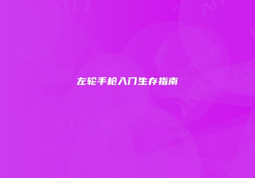 左轮手枪入门生存指南