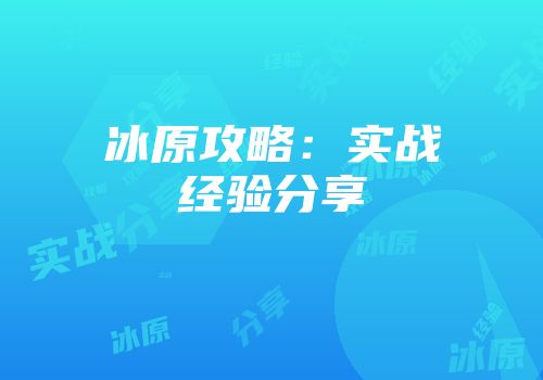 冰原攻略：实战经验分享