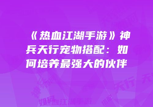 《热血江湖手游》神兵天行宠物搭配：如何培养最强大的伙伴