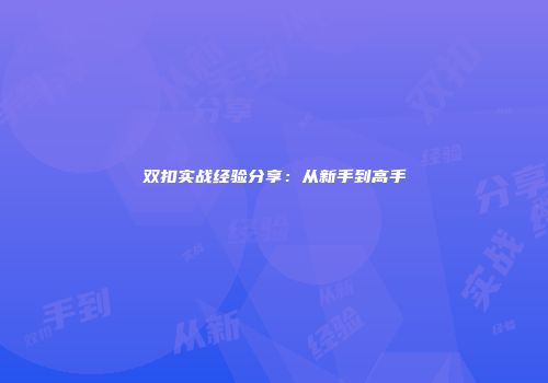 双扣实战经验分享：从新手到高手