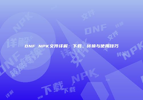 DNF NPK文件详解：下载、转换与使用技巧