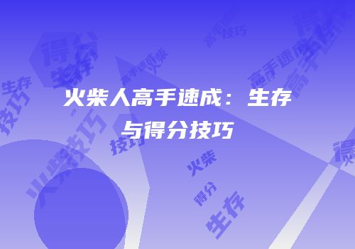 火柴人高手速成：生存与得分技巧