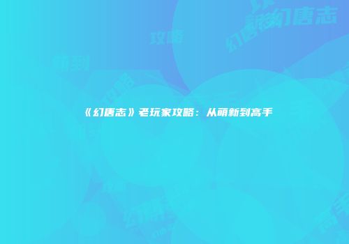 《幻唐志》老玩家攻略：从萌新到高手