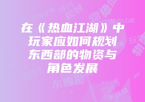 在《热血江湖》中玩家应如何规划东西部的物资与角色发展