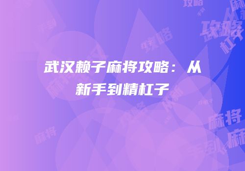 武汉赖子麻将攻略：从新手到精杠子