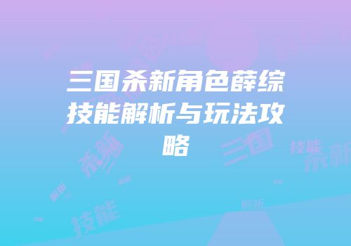 三国杀新角色薛综技能解析与玩法攻略