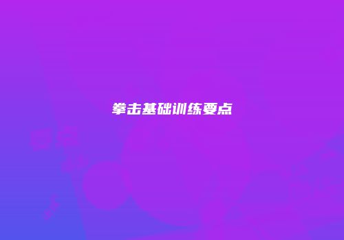 拳击基础训练要点