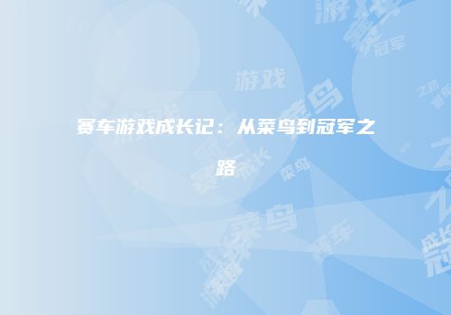 赛车游戏成长记：从菜鸟到冠军之路