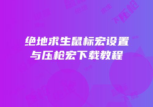 绝地求生鼠标宏设置与压枪宏下载教程