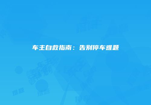 车主自救指南：告别停车难题