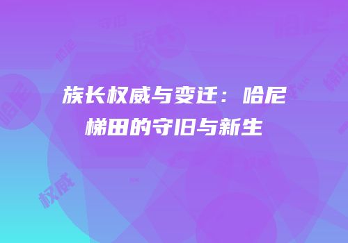 族长权威与变迁：哈尼梯田的守旧与新生