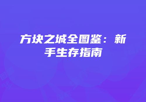 方块之城全图鉴：新手生存指南