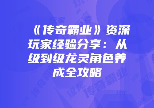 《传奇霸业》资深玩家经验分享：从级到级龙灵角色养成全攻略