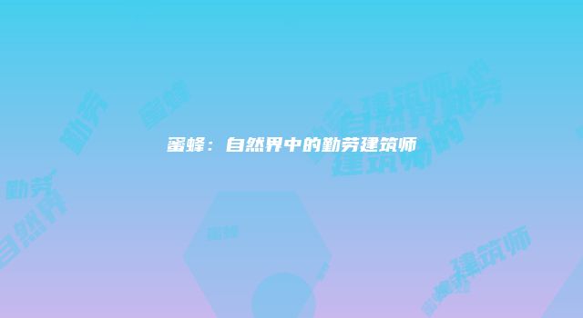 蜜蜂：自然界中的勤劳建筑师