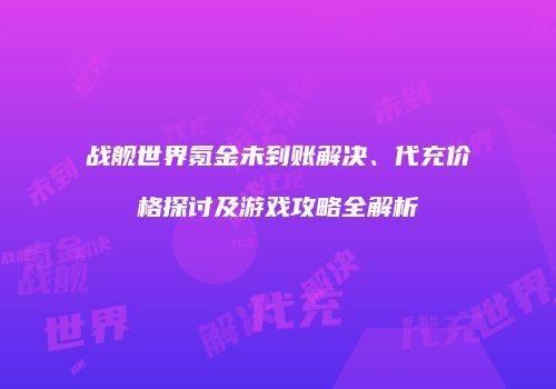 战舰世界氪金未到账解决、代充价格探讨及游戏攻略全解析