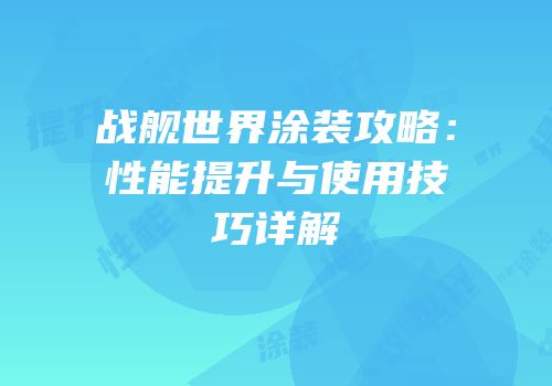 战舰世界涂装攻略：性能提升与使用技巧详解