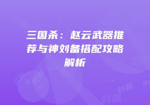 三国杀：赵云武器推荐与神刘备搭配攻略解析