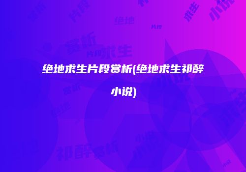 绝地求生片段赏析(绝地求生祁醉小说)
