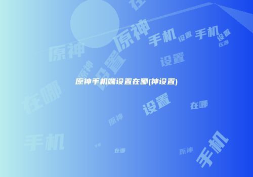 原神手机端设置在哪(神设置)