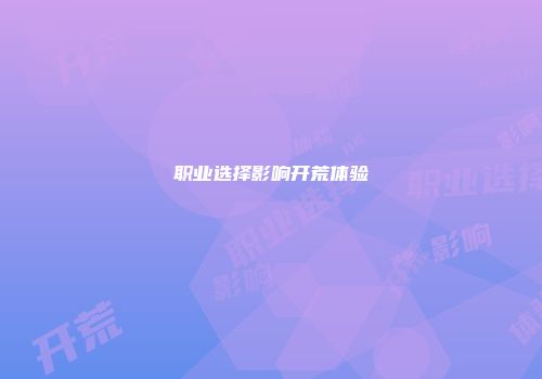 职业选择影响开荒体验