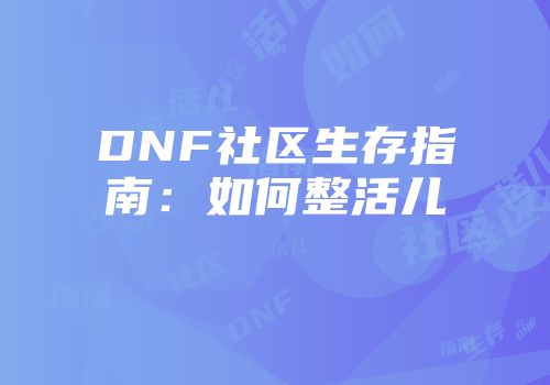 DNF社区生存指南：如何整活儿