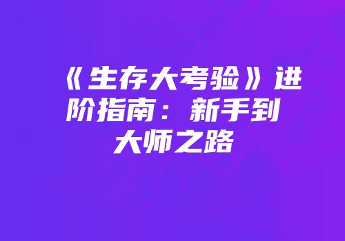 《生存大考验》进阶指南：新手到大师之路