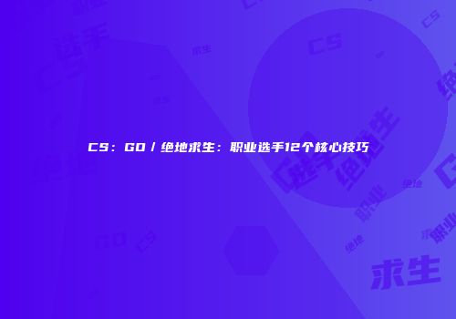 CS：GO／绝地求生：职业选手12个核心技巧