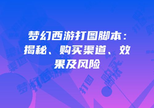 梦幻西游打图脚本：揭秘、购买渠道、效果及风险
