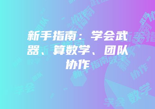 新手指南：学会武器、算数学、团队协作