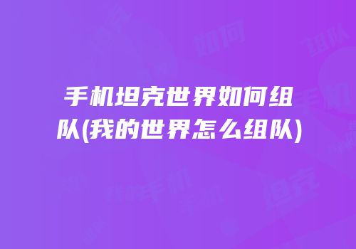 手机坦克世界如何组队(我的世界怎么组队)