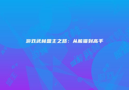 游戏武林盟主之路：从熊猫到高手