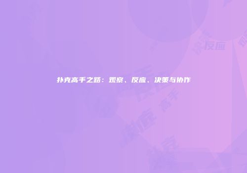 扑克高手之路：观察、反应、决策与协作