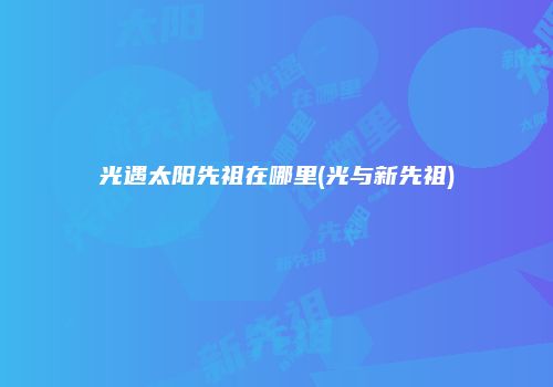 光遇太阳先祖在哪里(光与新先祖)