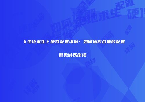 《绝地求生》硬件配置详解：如何选择合适的配置避免游戏崩溃