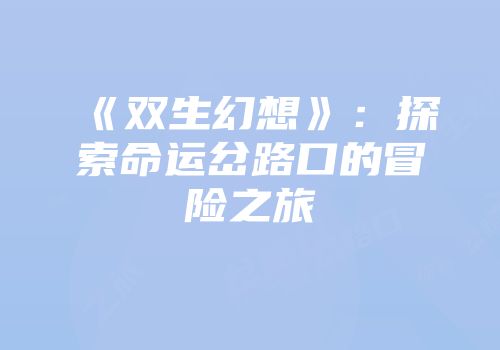 《双生幻想》：探索命运岔路口的冒险之旅