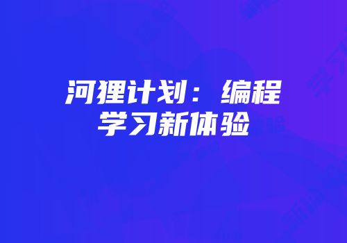 河狸计划：编程学习新体验