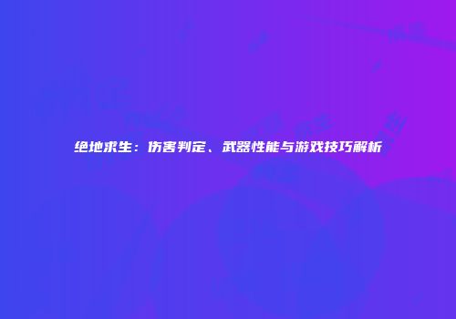 绝地求生：伤害判定、武器性能与游戏技巧解析