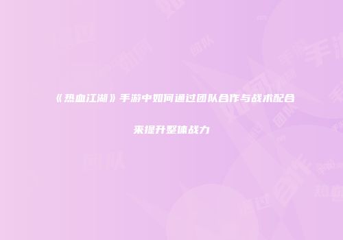 《热血江湖》手游中如何通过团队合作与战术配合来提升整体战力