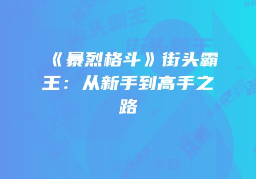 《暴烈格斗》街头霸王：从新手到高手之路