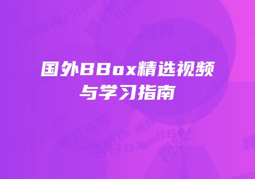 国外BBox精选视频与学习指南