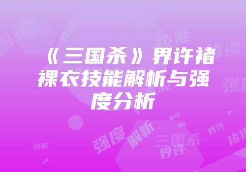 《三国杀》界许褚裸衣技能解析与强度分析