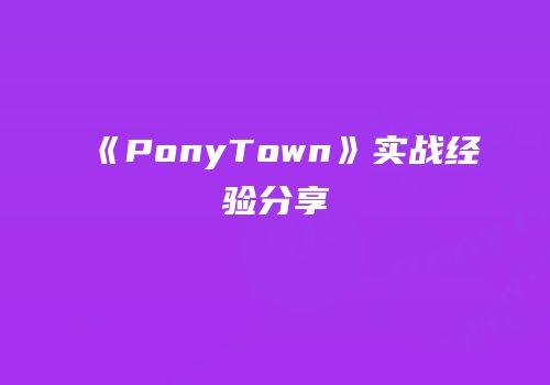 《PonyTown》实战经验分享